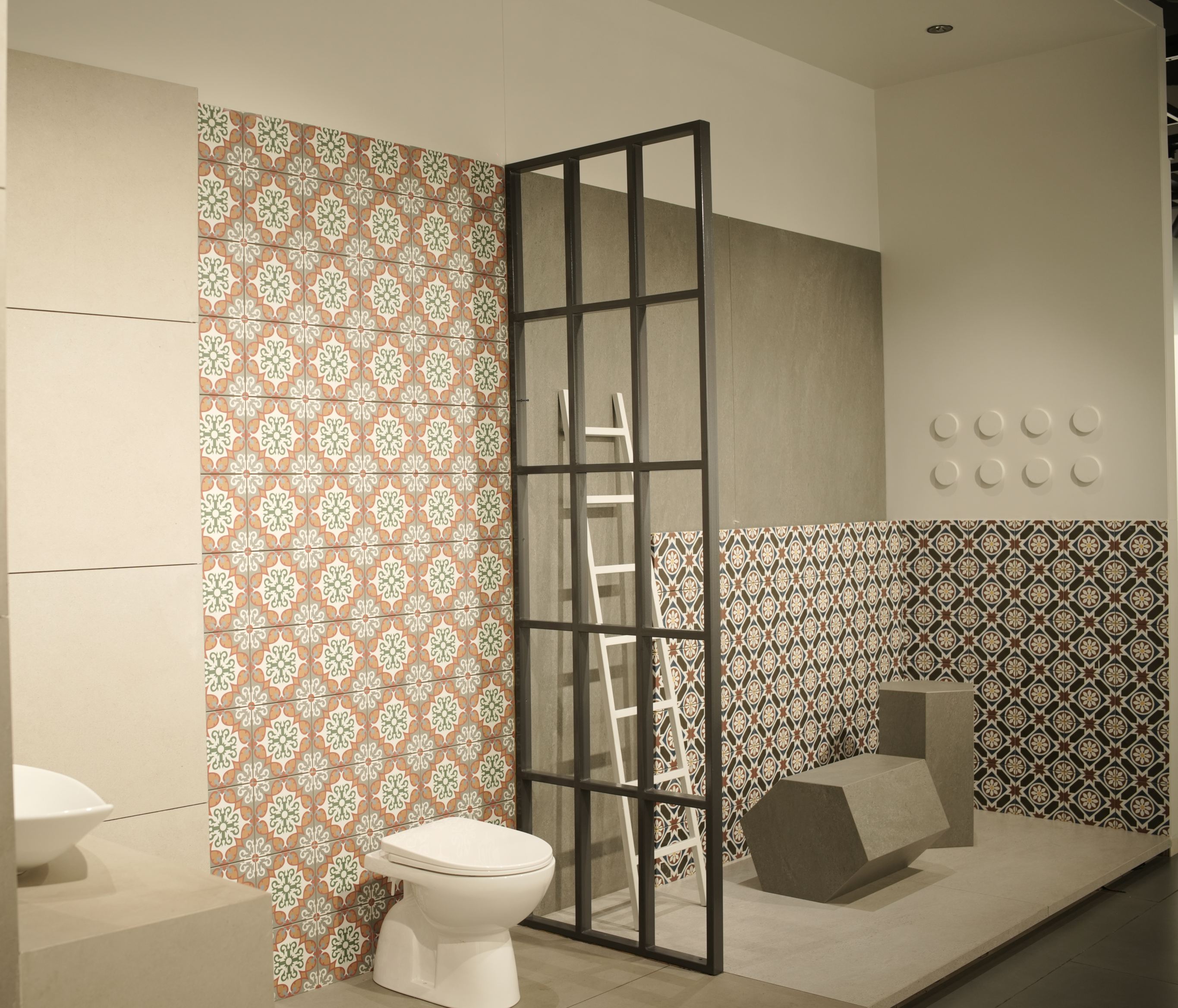 Surfaces, tiles and stone on display at the Vardhaman Sales showroom in Madabhavi