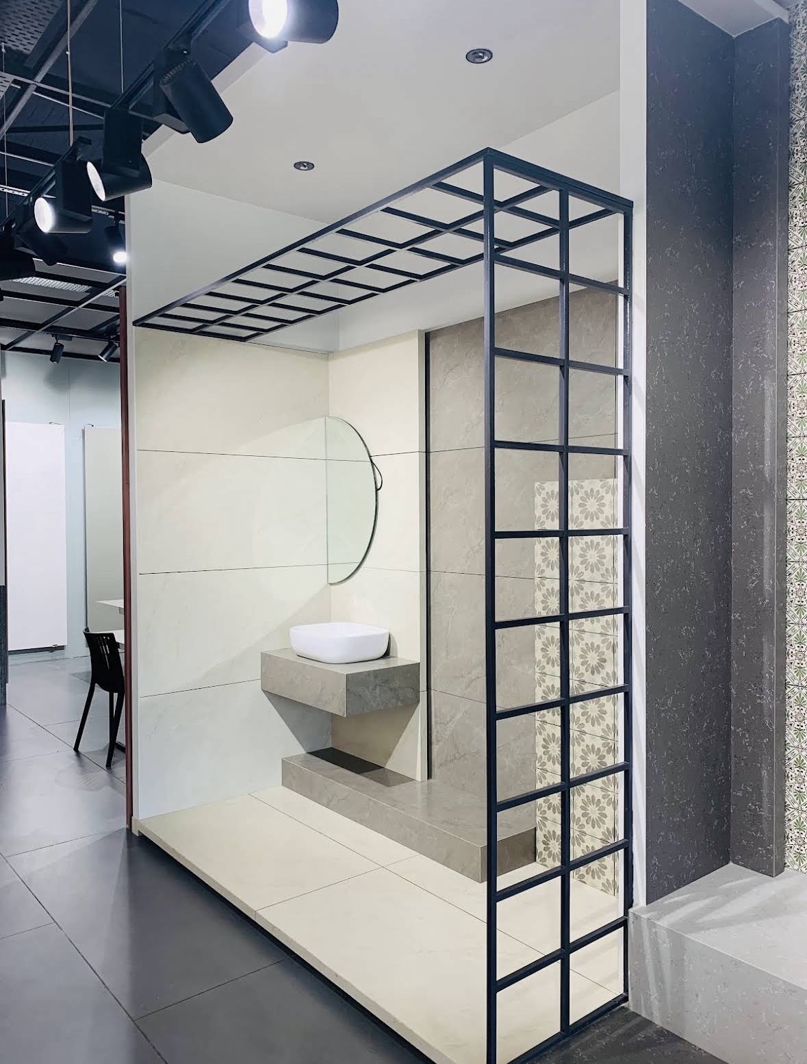 Floating concrete vanity vignette