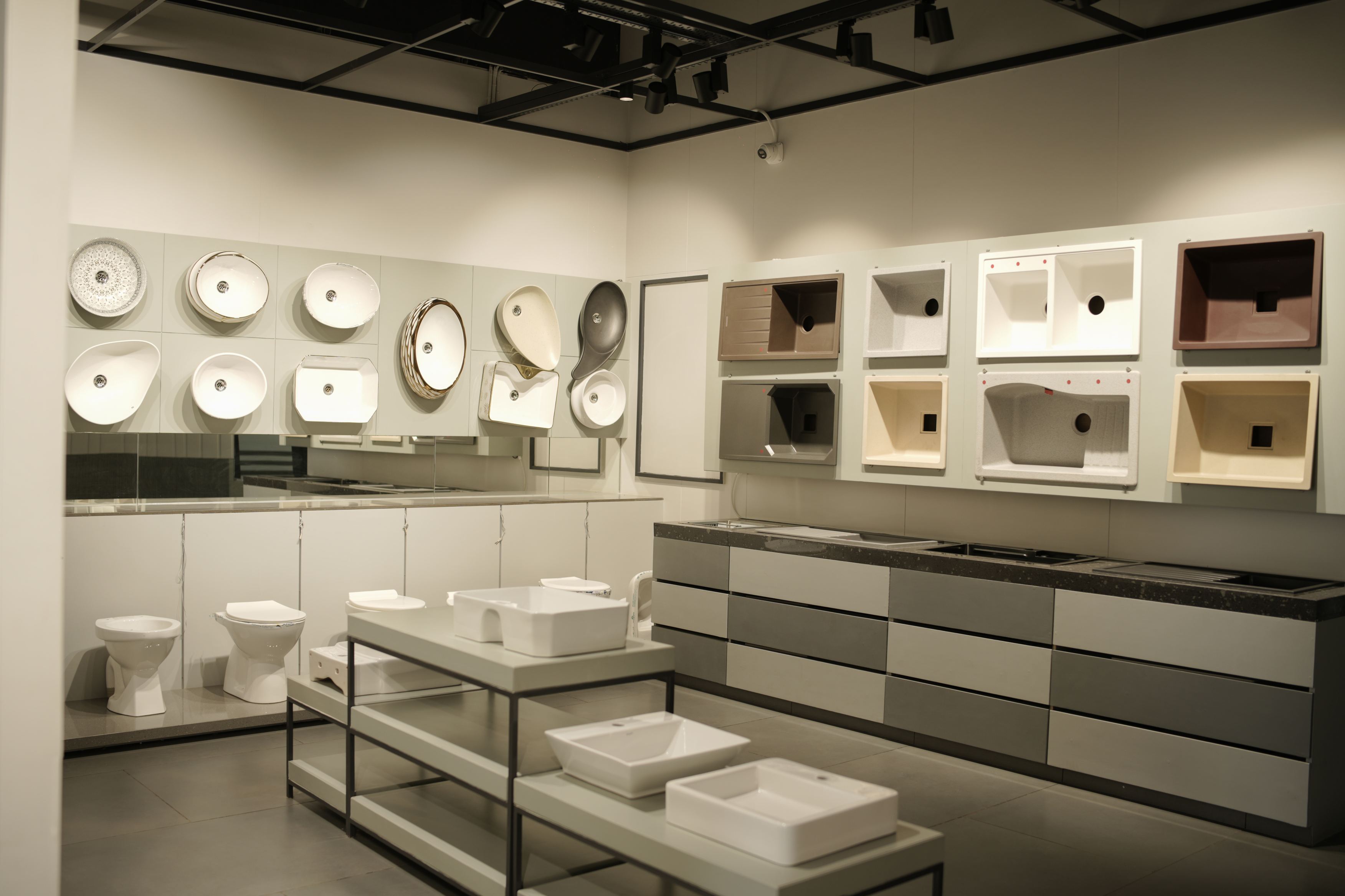 Surfaces, tiles and stone on display at the Vardhaman Sales showroom in Madabhavi