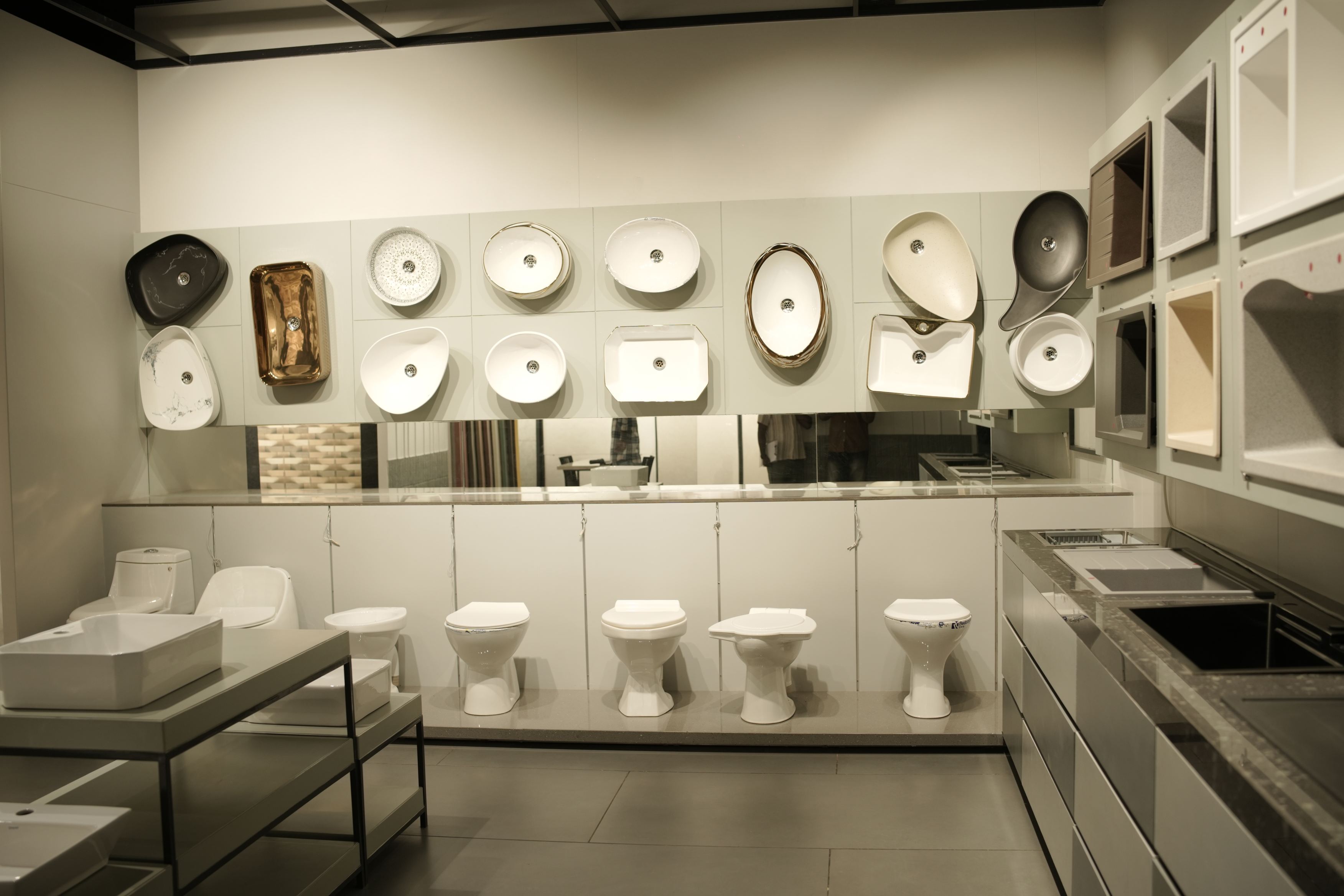 Surfaces, tiles and stone on display at the Vardhaman Sales showroom in Madabhavi